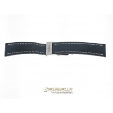 Chiusura deployant Breitling acciaio + cinturino pelle blu 22mm nuova